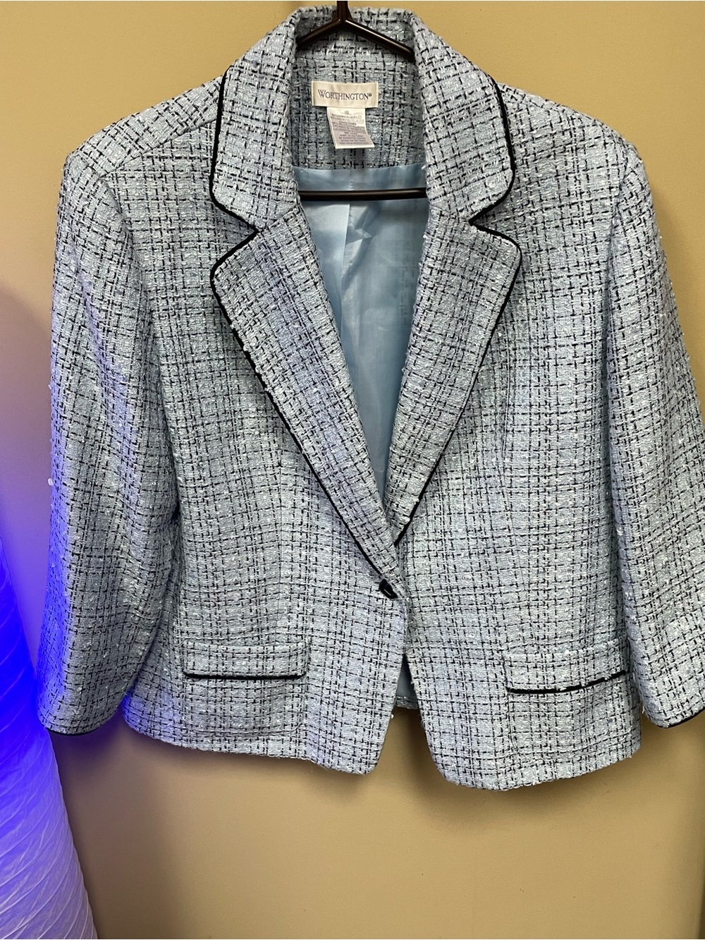 Worthington Light Blue Tweed Peplum Hem Skirt Set - Picture 7 of 9